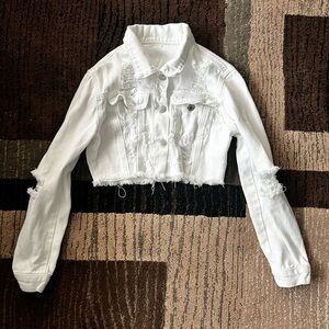 White Cropped Denim Jacket